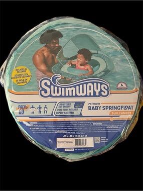 Swimways Baby Springfloat with Sun Canopy - Teal & Blue